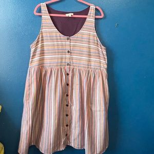 Madewell Scoopneck Tank Dress in Rainbow Stripe